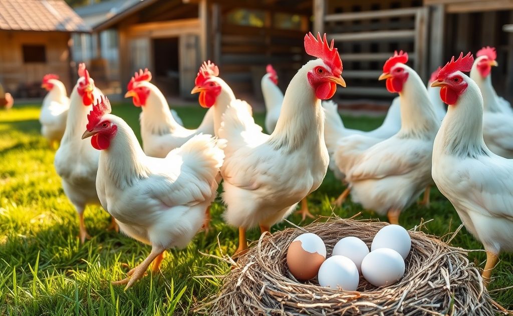 Chickens that produce large eggs include Leghorns