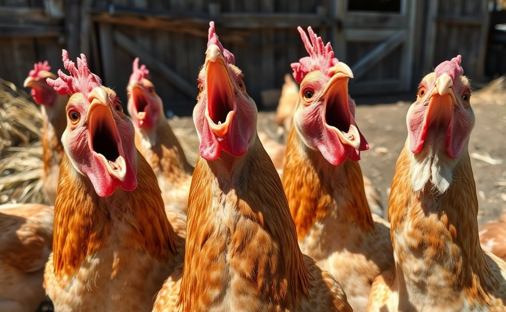 Chickens yawn indicating health issues