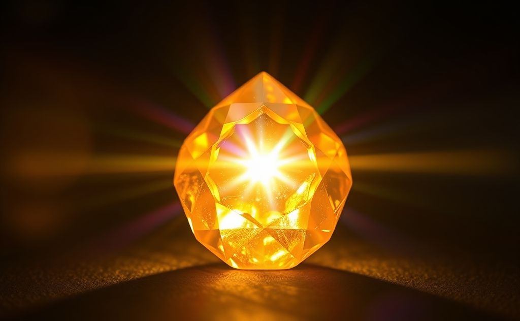 Citrine crystal glowing with chakra energy
