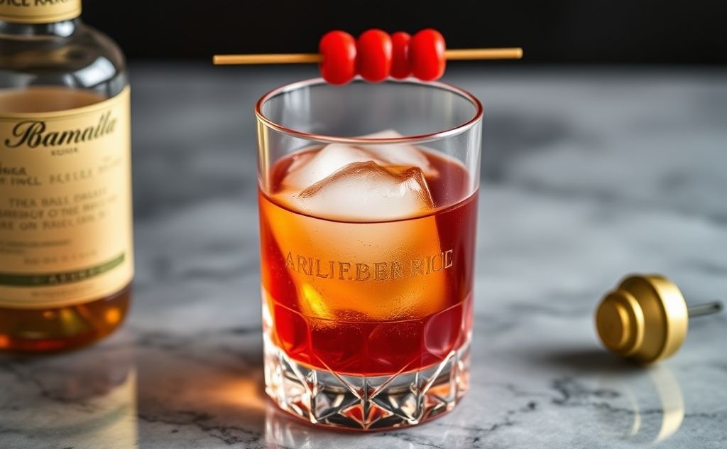 Classic Sazerac cocktail with rich colors and textures