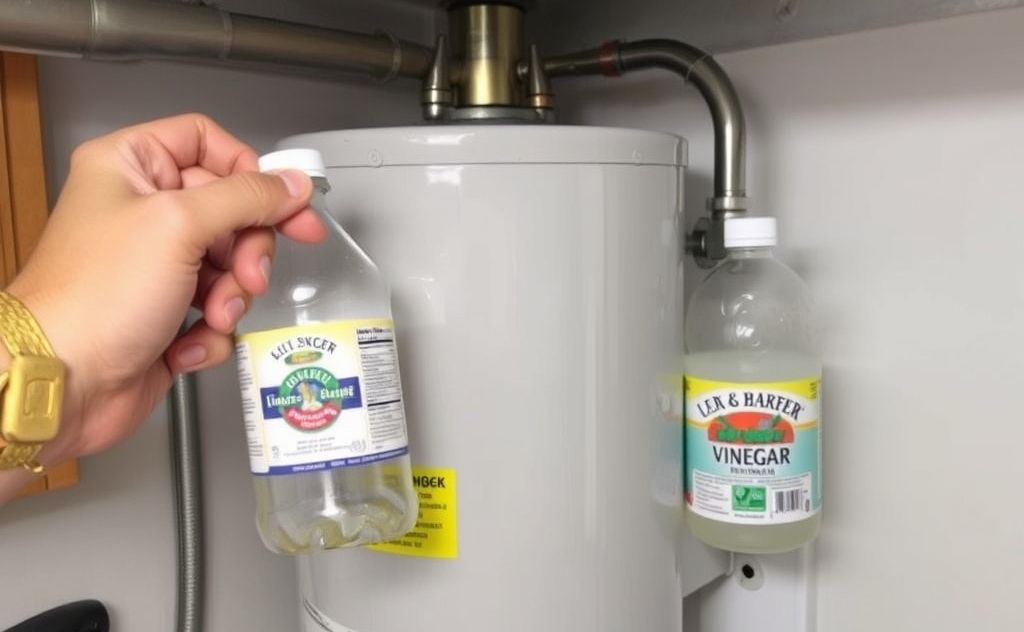 Clean RV hot water heater using vinegar solution