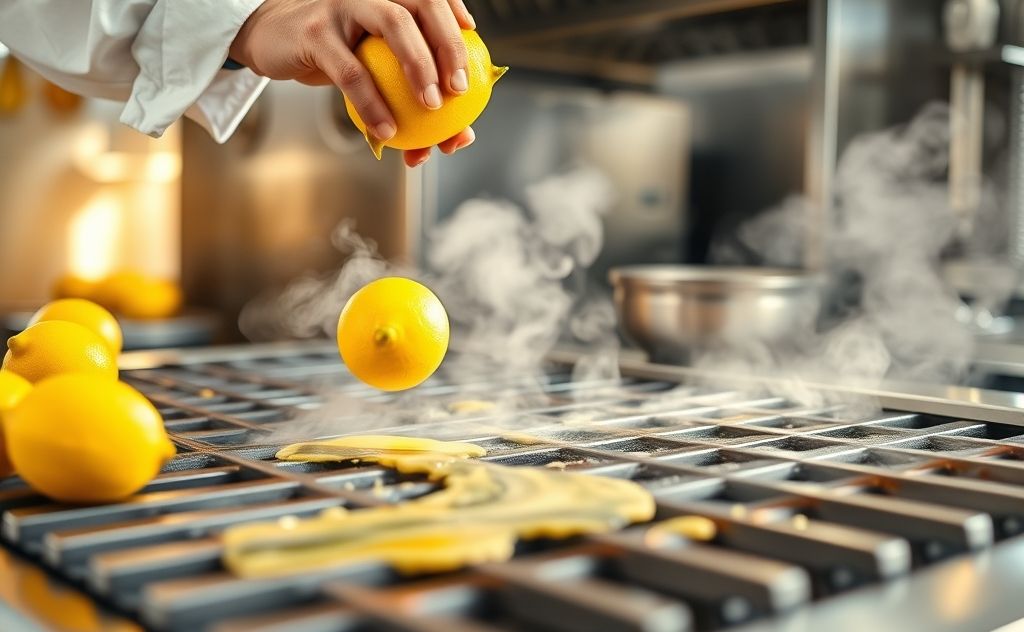 Clean a flat top grill using lemon juice method