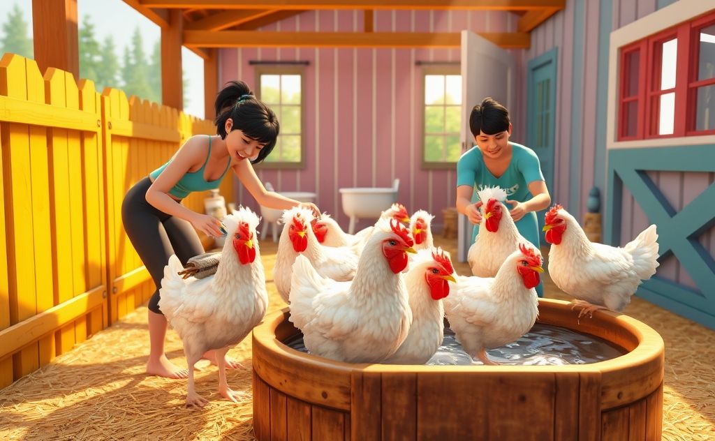 Clean chickens in Sims 4 with care and fun