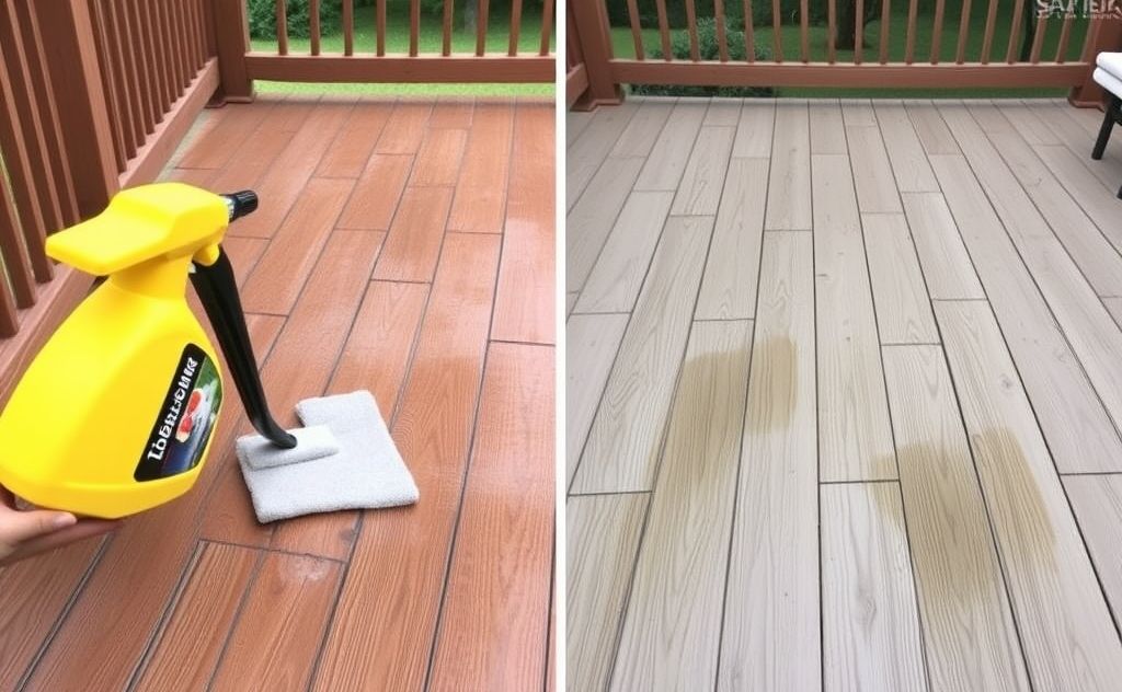 Clean outdoor deck from pet stains