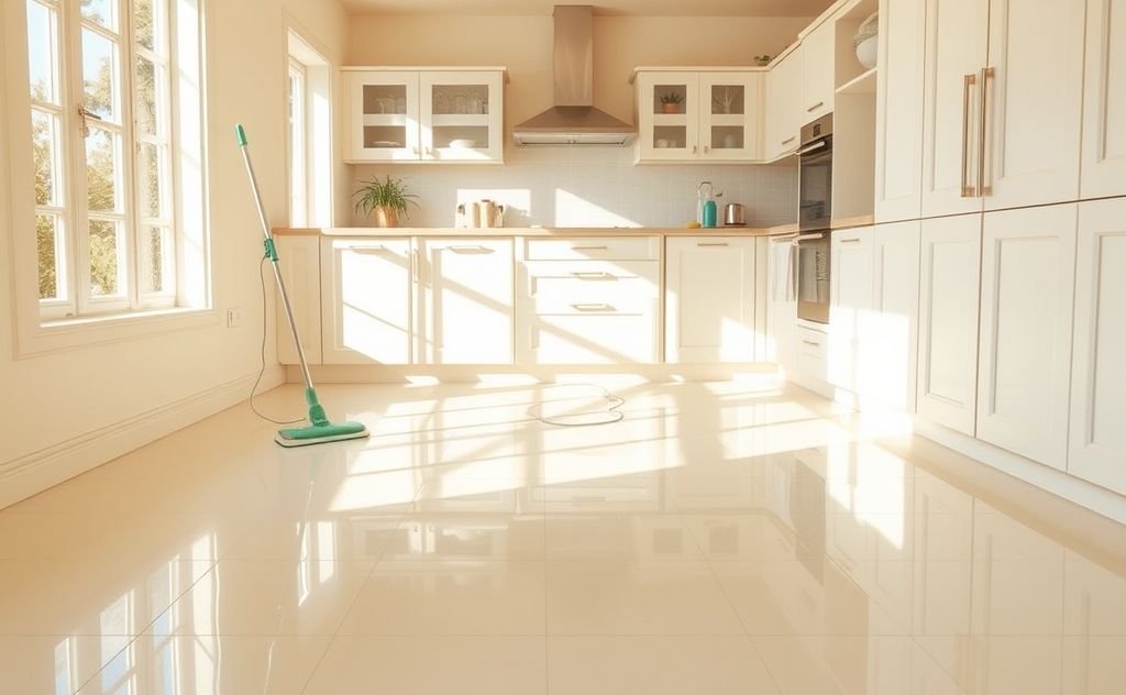 Clean yellowed linoleum floors effectively today.