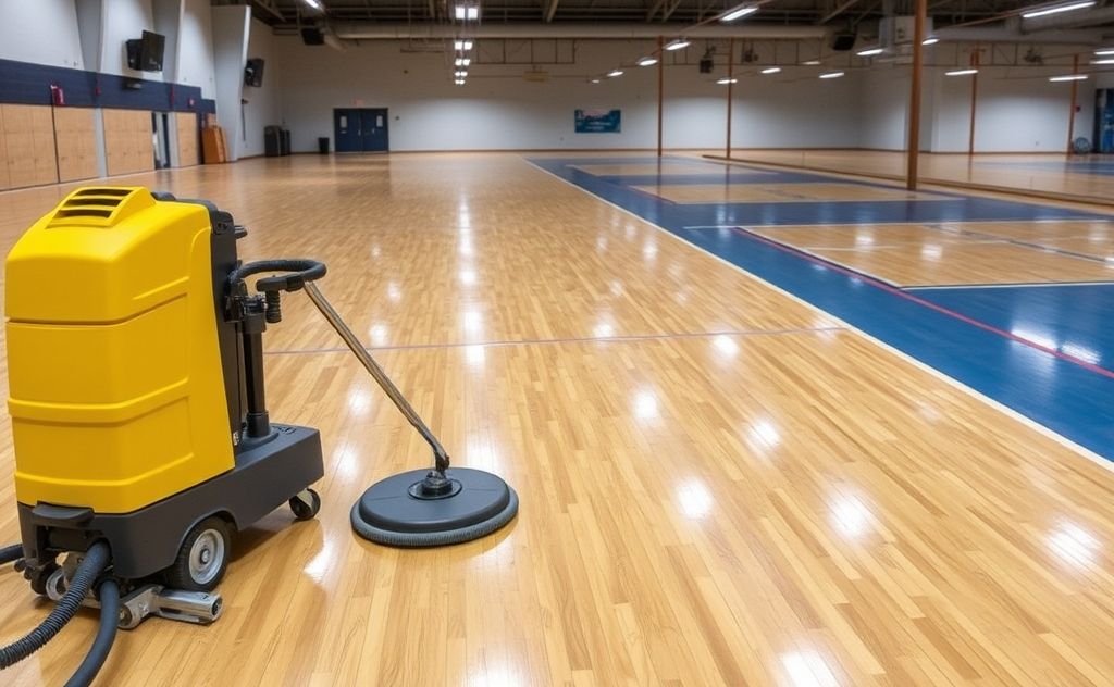 Cleaning equipment for busy gym floors