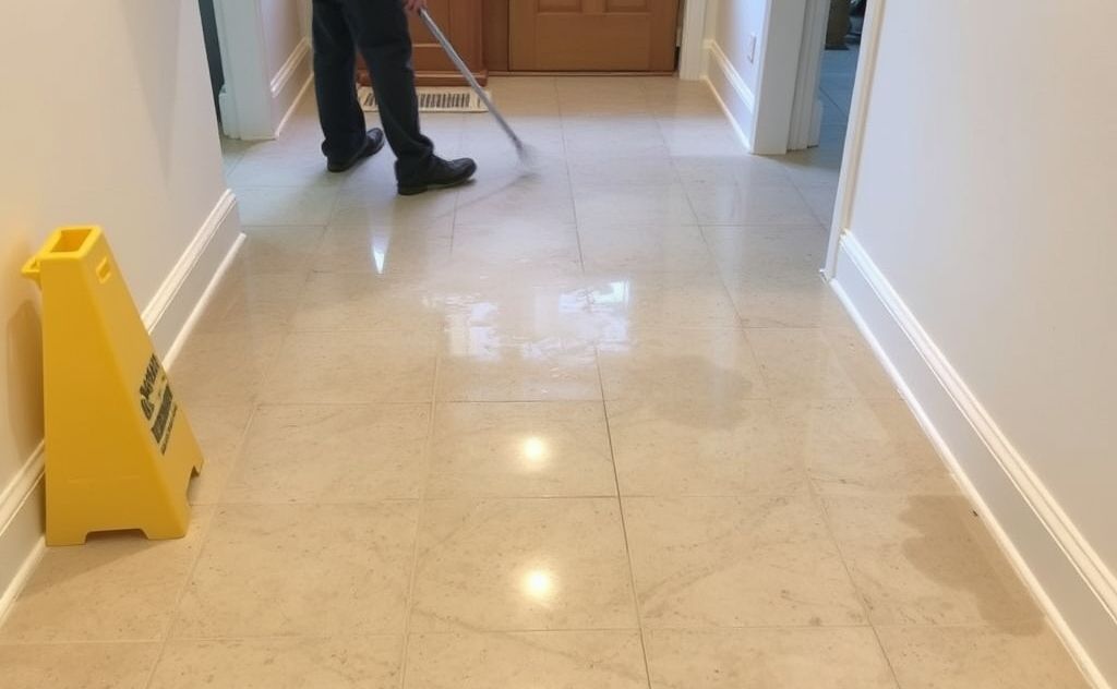 Cleaning floors in damp spaces effectively.