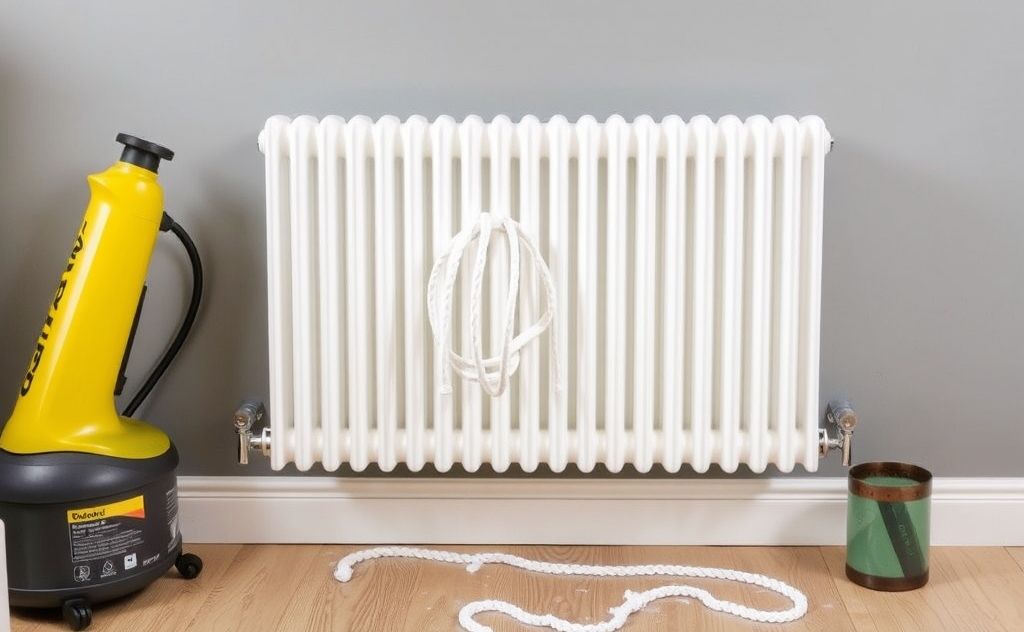 Cleaning modern central heating radiator renovation