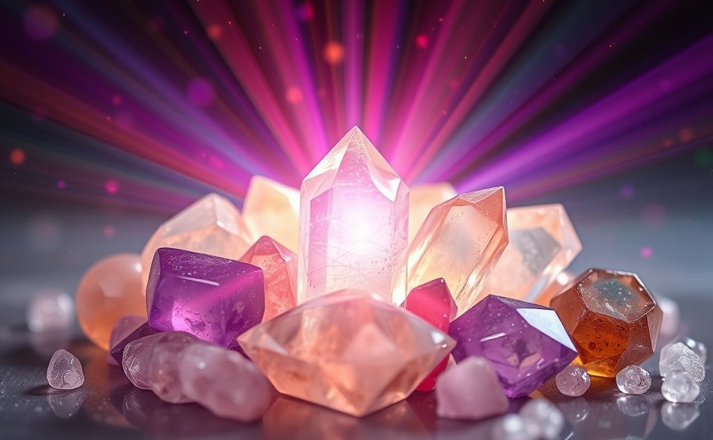 Cleansing crystals radiating vibrant energy