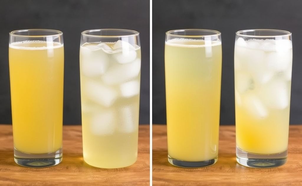 Clear and cloudy apple juice comparison
