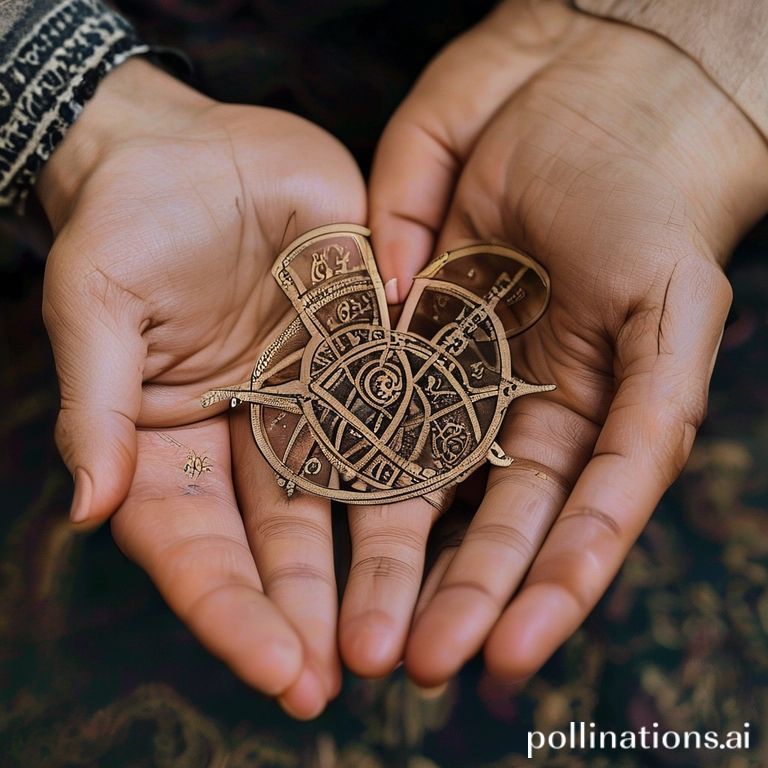 Burç Sembollerinin İç İçe Geçtiği İki Elin Yakın Planı