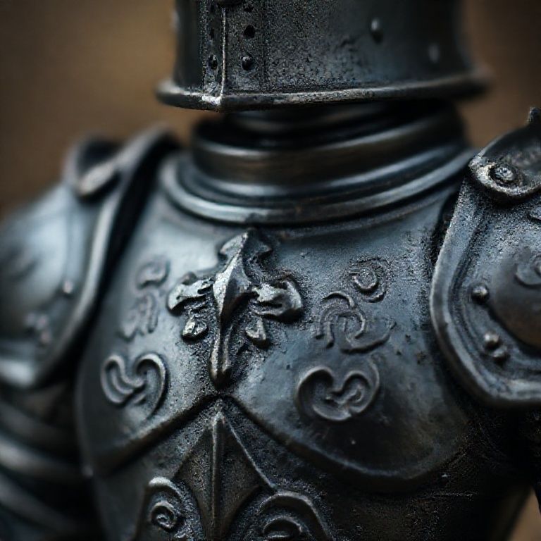 Miniatura de Armadura com close-up nos detalhes da fundi&ccedil;&atilde;o