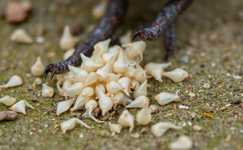 Close-up of healthy bird droppings on a natural surface.