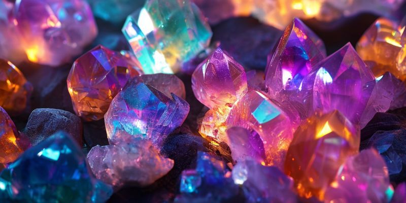 Farklı renklerde parıldayan kristaller