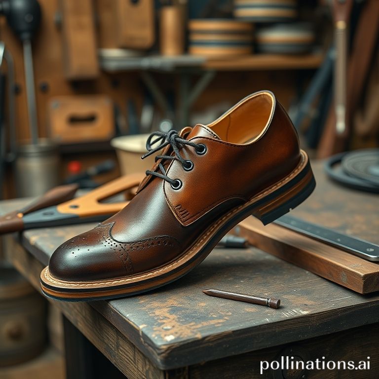 Cobbler menyemir sepatu kulit hitam dengan kilap tinggi