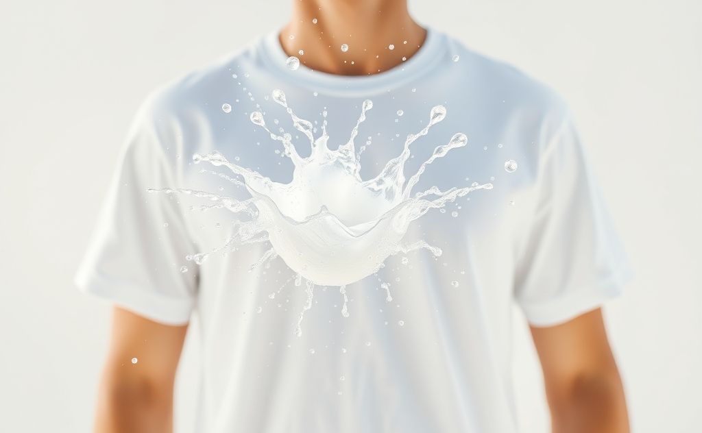 Coconut water splash on a white shirt