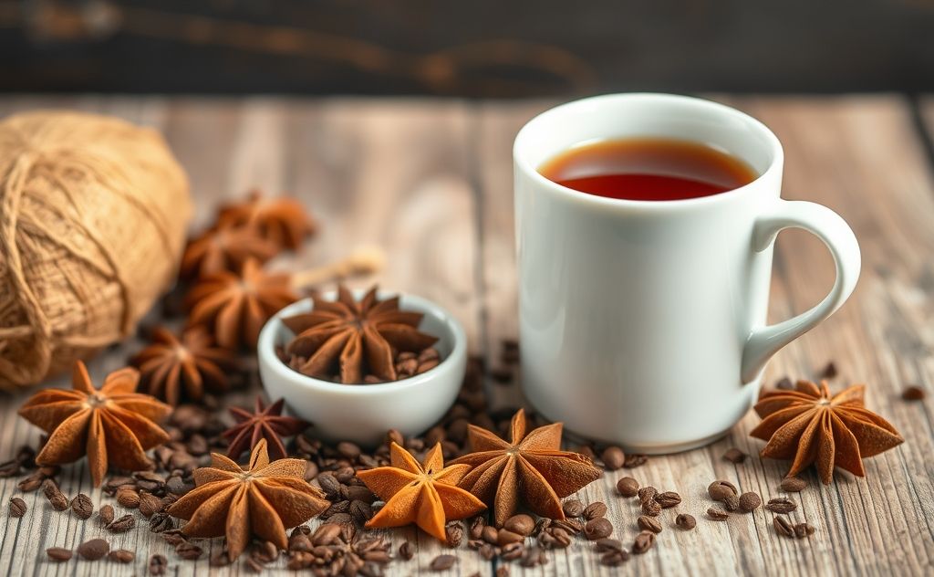 Coffee flavored tea blend with aromatic spices