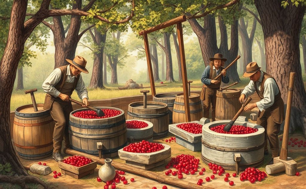 Colonial methods of cranberry juice extraction