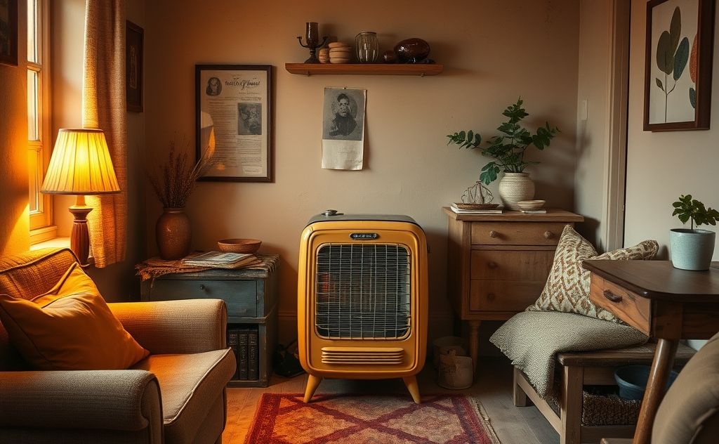 Color harmony of vintage heater and decor