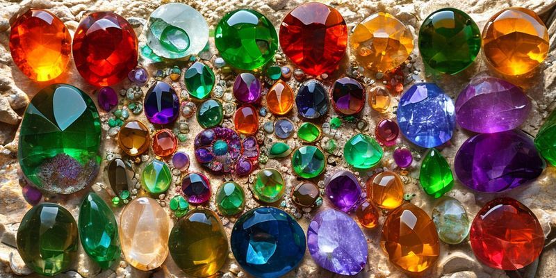 Colorful chakra gemstones arranged in a circle