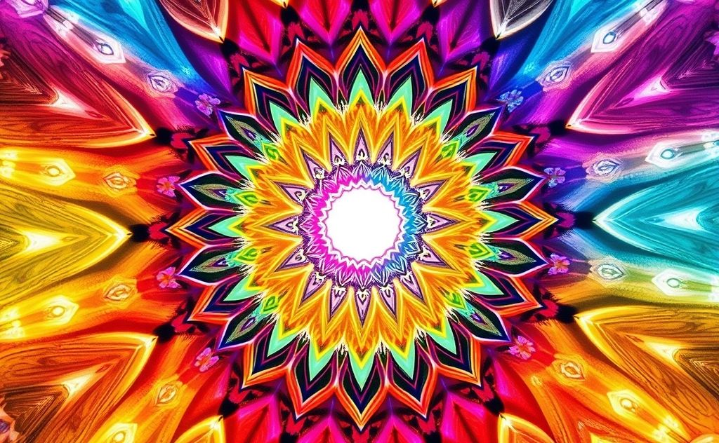 Colorful chakra mandalas radiating energy and harmony.