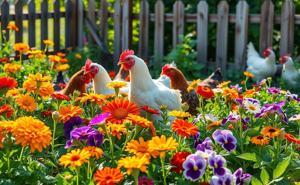 Colorful flowers safe for chickens to eat