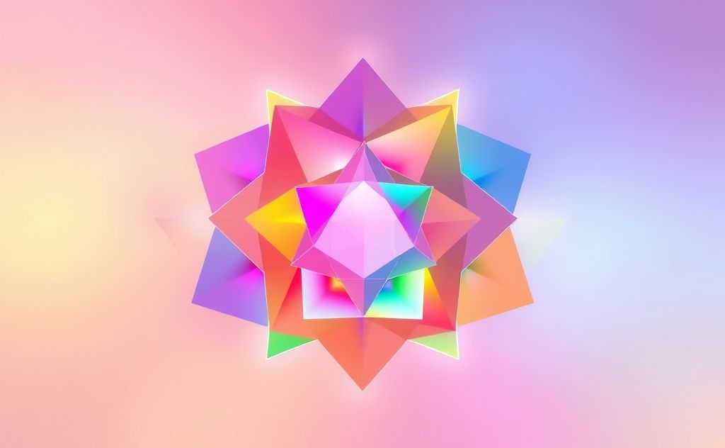 Colorful geometric shapes merging to symbolize unity consciousness.