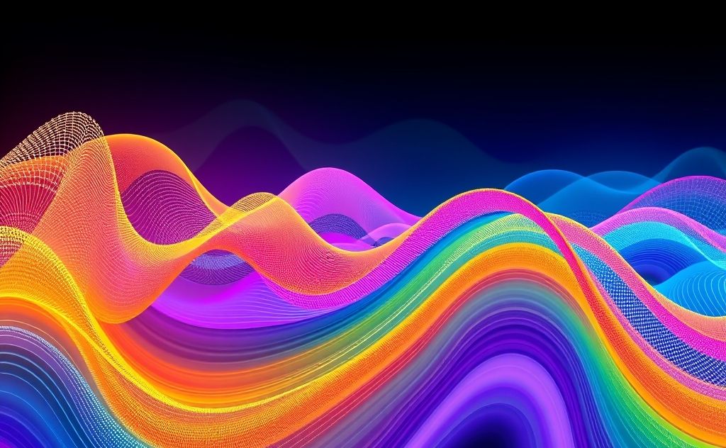 Colorful waves and patterns representing harmonic resonance shapes.