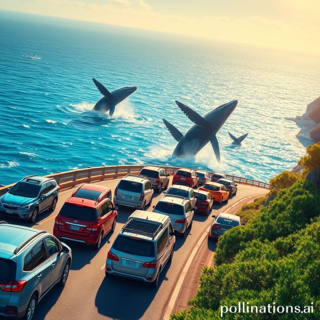 Commuter traffic stops for whales on Australia's humpback highway