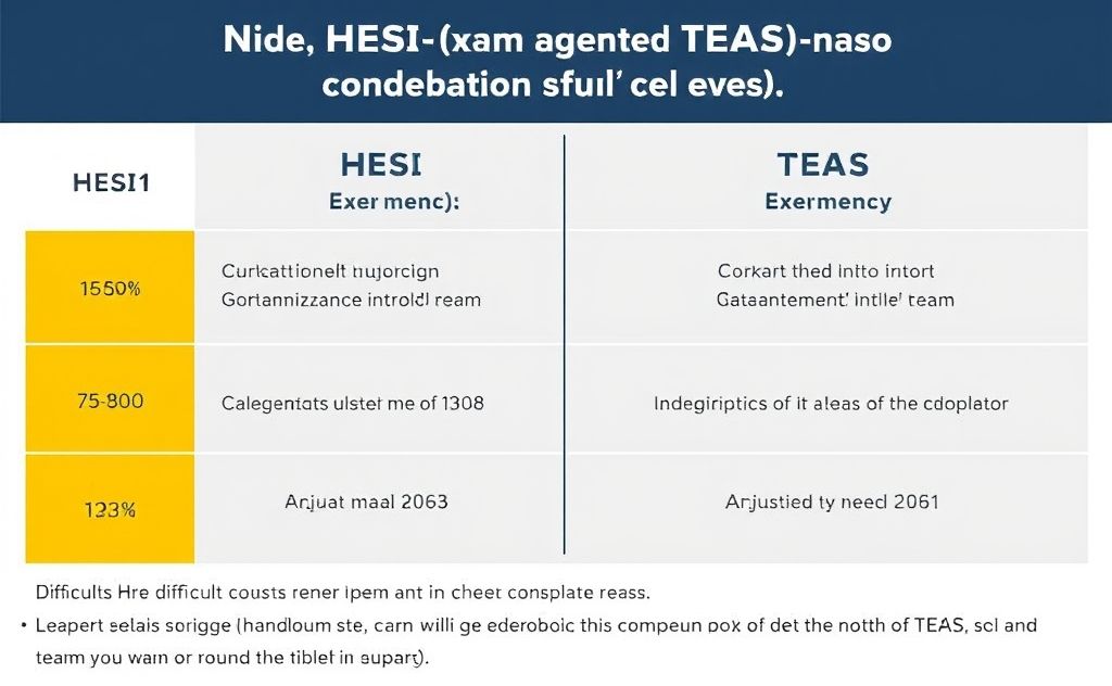 Compare HESI and TEAS exam difficulty levels