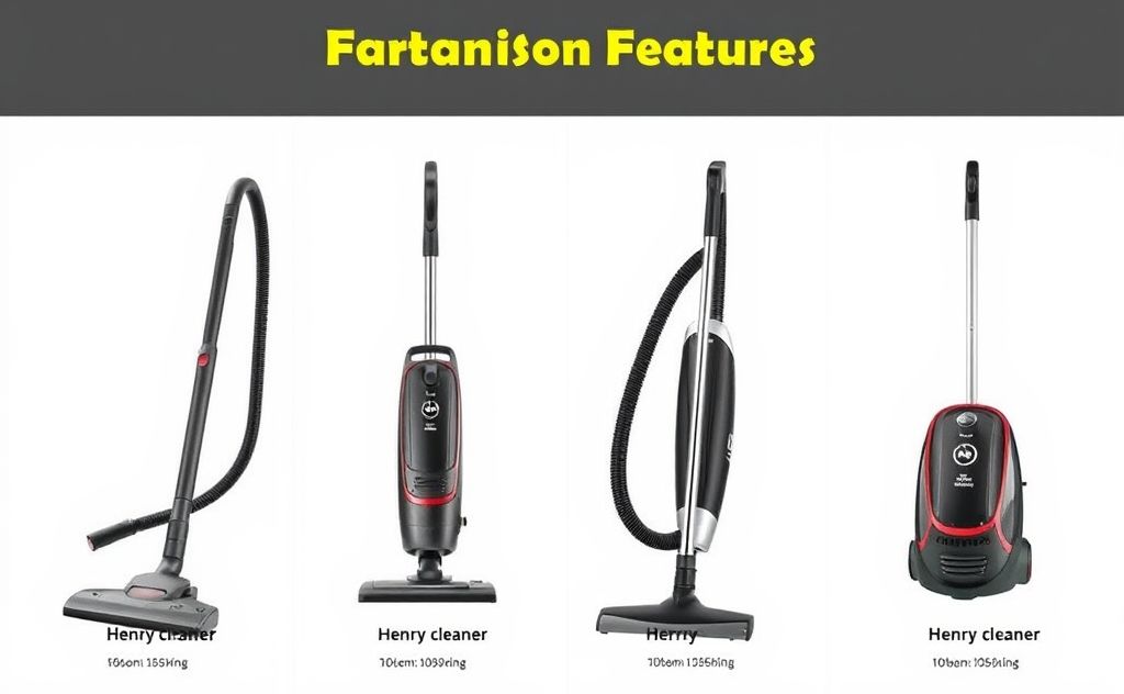 Compare features of different Henry vacuum cleaners.