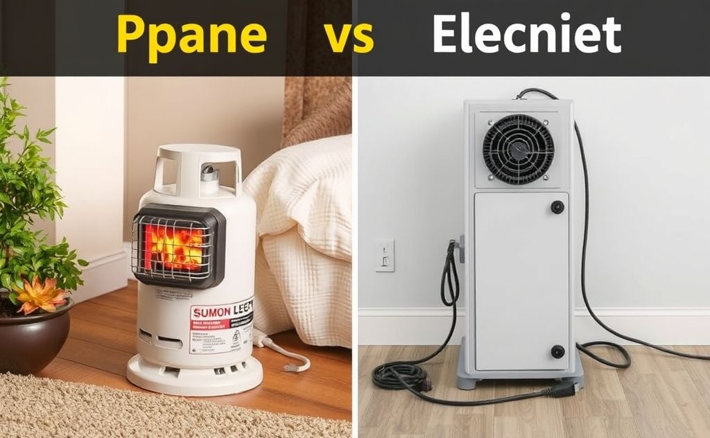 Compare propane and electric space heaters side by side
