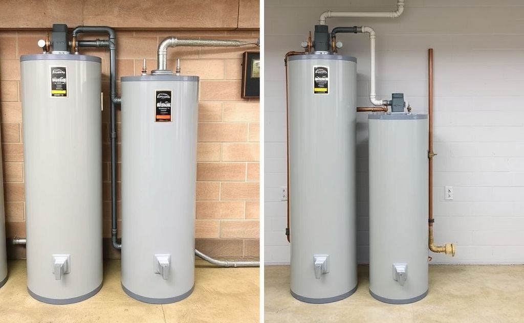 Compare short and tall water heaters side by side.