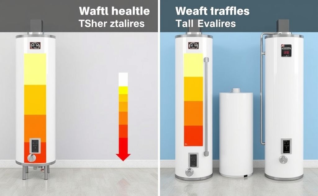 Comparison of short and tall water heaters' efficiency.
