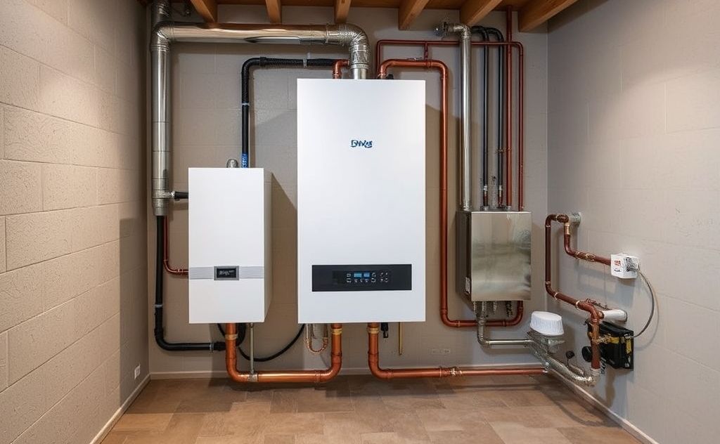 Condensing boiler with hydronic heating system
