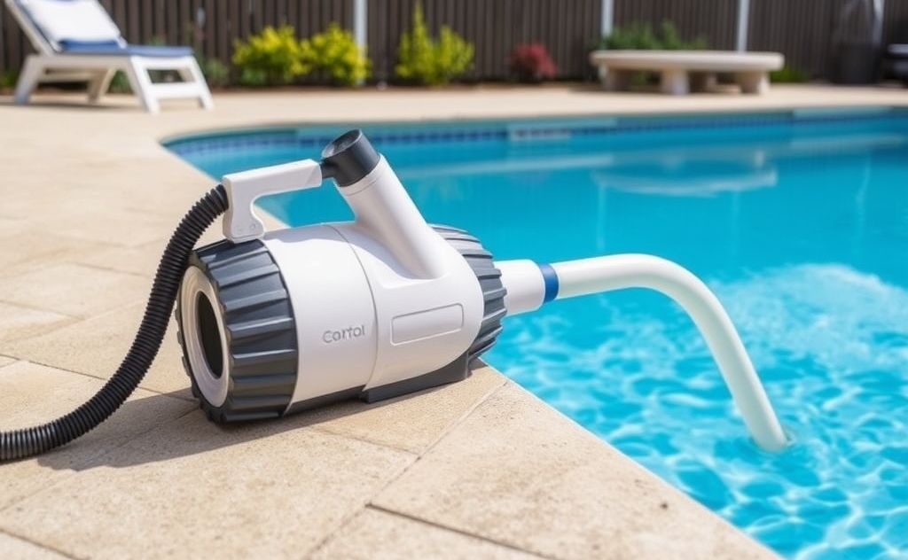 Connect a pool vacuum to clean your pool easily.