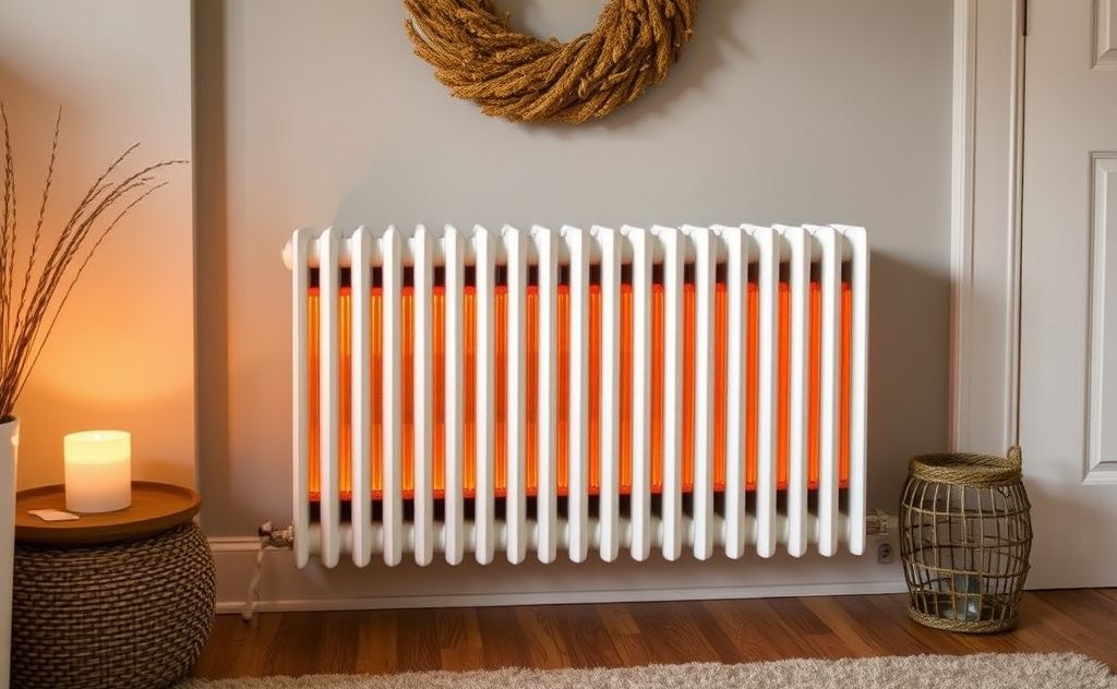 Convection radiator heating in a cozy room setting
