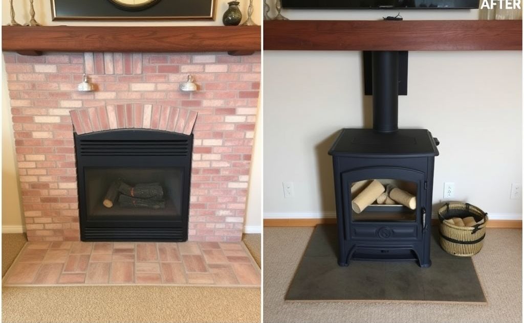 Conversion from fireplace to pellet stove