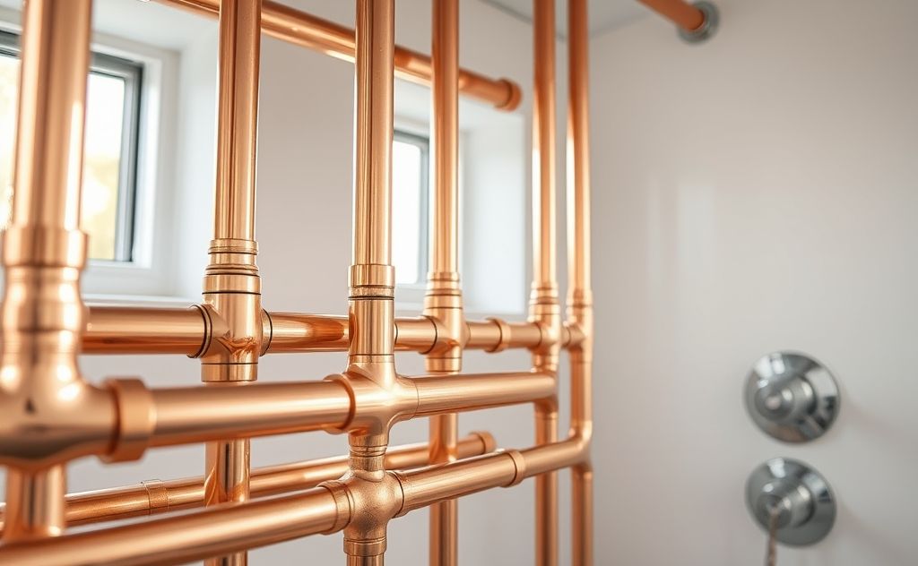 Copper pipes in a modern hot water system