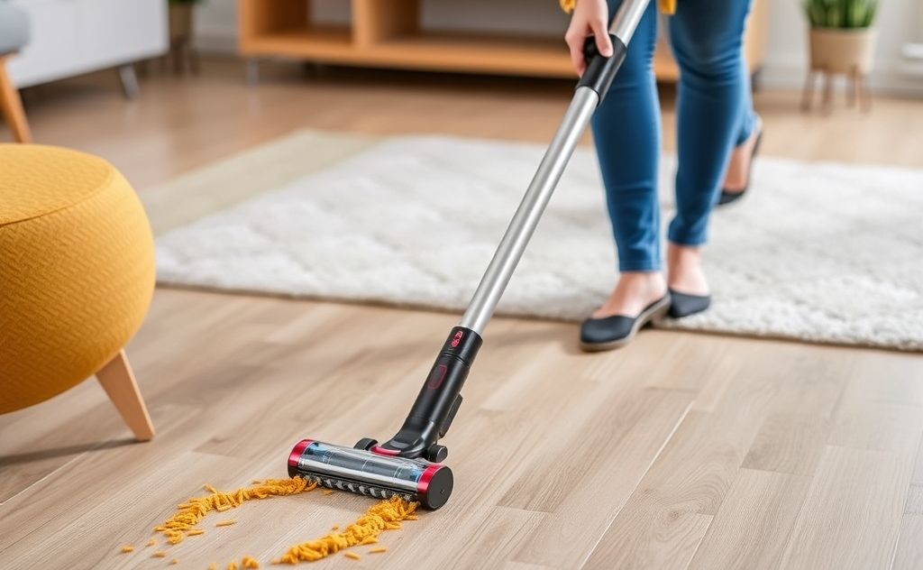 Cordless vacuum with anti-tangle features in action