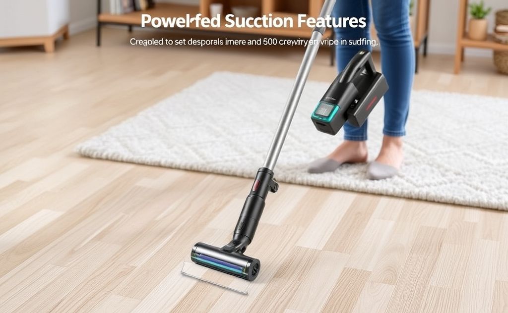 Cordless vacuum with powerful suction features