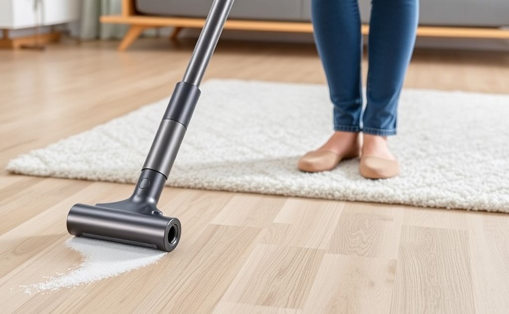 Cordless vacuum with self-cleaning brush roll tips