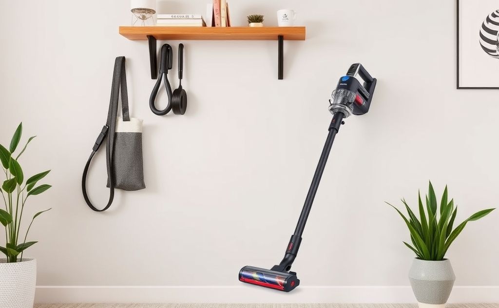 Cordless vacuum with wall mount storage options.
