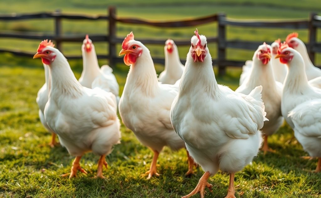 Cornish Cross chickens bred for meat production