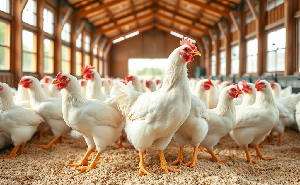 Cornish Cross chickens raised for optimal growth