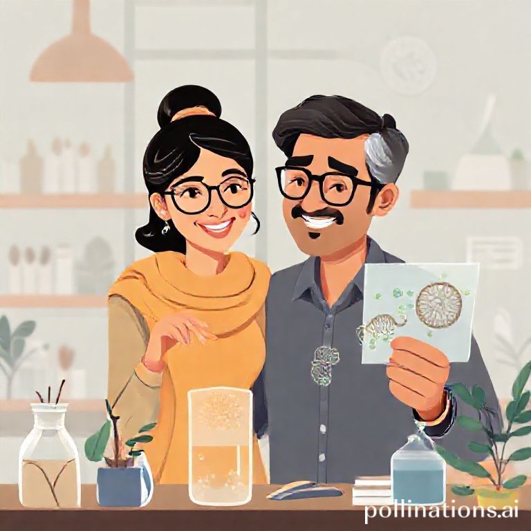 Nirjara studying Biology with her father