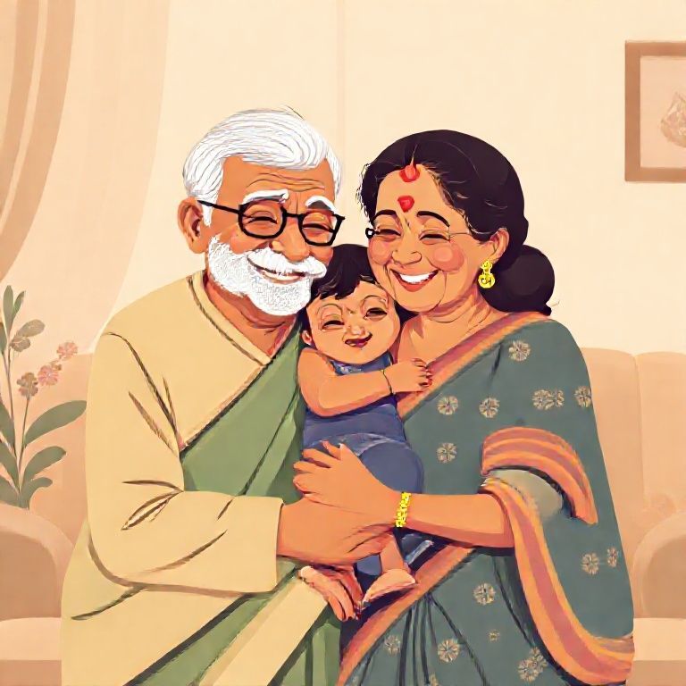 Nirjara with her Dada and Dadi