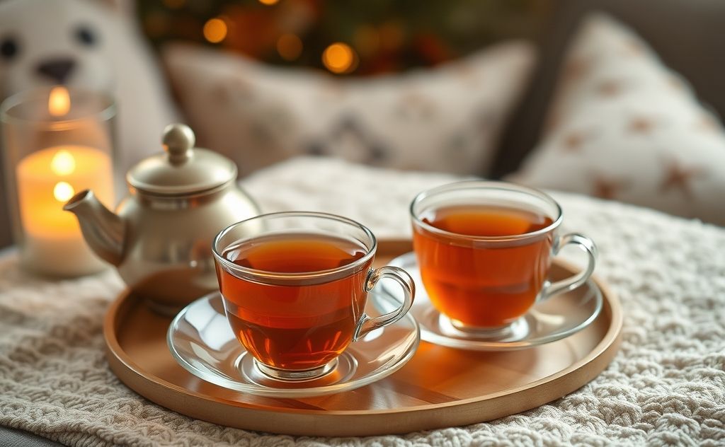 Cost of tea in a cozy setting with cups