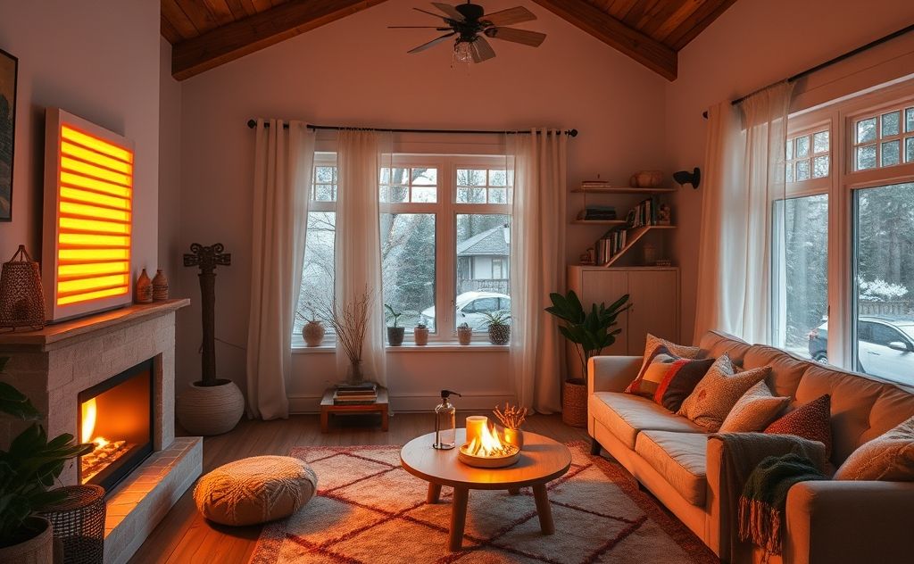 Cozy home with convection panel heaters glowing warmth