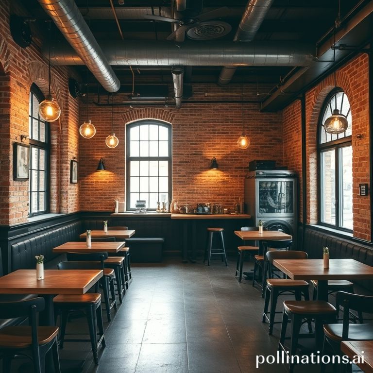 Ruang kafe industrial hangat